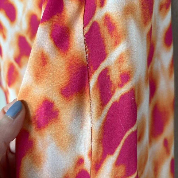 Haute Hippie Cowl Neck Asymmetrical Silk Blouse Tunic Pink Orange Tie Dye Boho - Picture 11 of 15